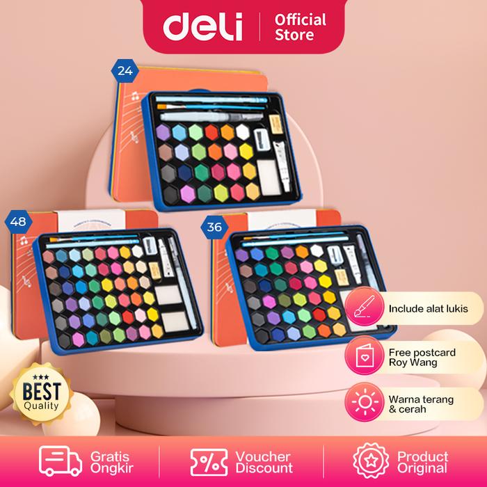 Gambar Deli Solid Watercolor Paint / Set Cat Air Padat Warna Terang 73936-X - 24 pcs dari Deli Stationery Indonesia undefined Tokopedia