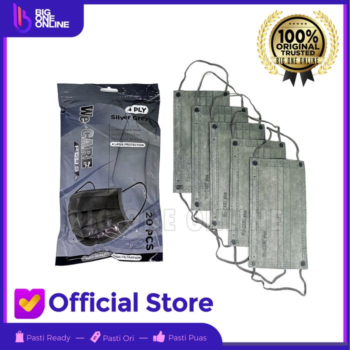 Gambar We-Care Plus Masker 4 Ply Earloop, Masker Surgical 4ply isi 20 Premium - Silver Gray dari Big One Online undefined Tokopedia