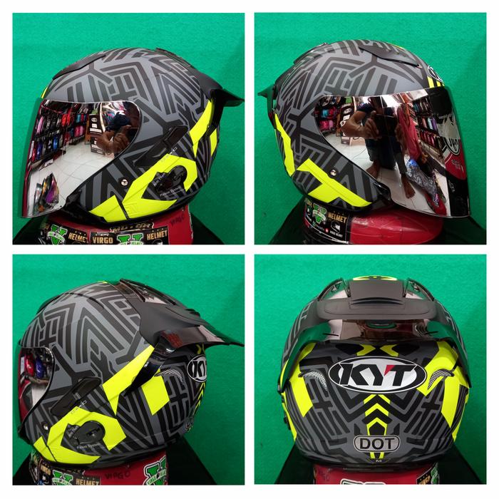 Gambar KYT HELM GALAXY FLAT R NEON MATT GORILA YELLOW+VISOR IRIDIUM+SPOILER - Neon Yellow, M dari jodoh Helmet undefined Tokopedia