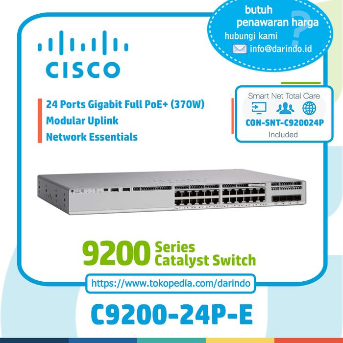 Jual Cisco C9200-24P-E Catalyst 9200 Series 24-port PoE+ Switch + SNTC ...