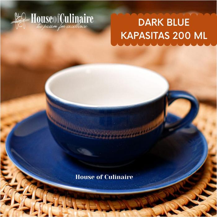 Gambar Coffee Cup 200 ml Capucino Latte Cappucinno Cup - Dark Blue dari houseofculinaire undefined Tokopedia