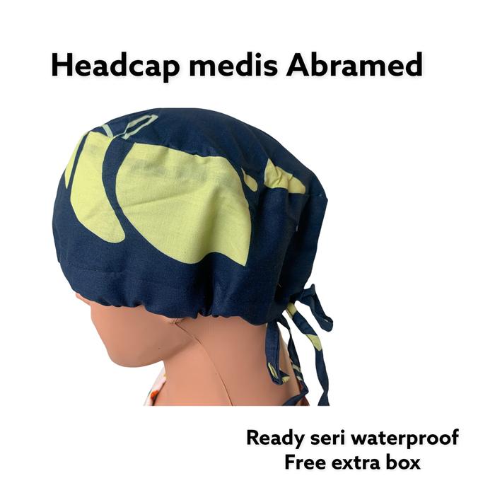 Gambar Headcap medis Abramed motif monstera - Biru, topi 1 lapis dari ABRAMED HEALTHCARE undefined Tokopedia