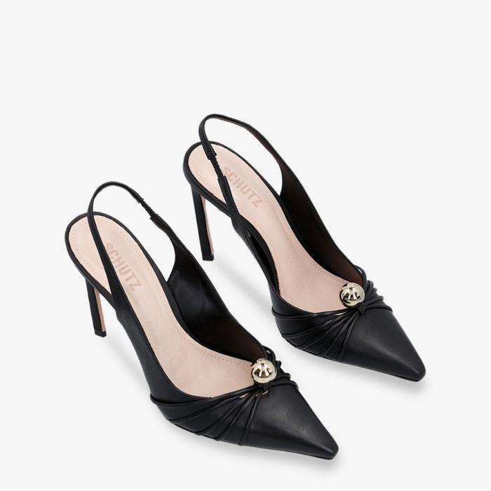 Patent Leather Pump Slingback Schutz Emma Black Leather And Clear