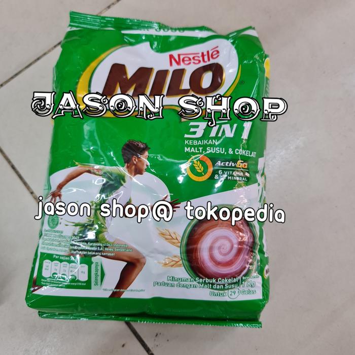 Gambar Susu Milo Activ-Go 3in1 1kg/Susu bubuk Milo Activ-Go 3in1 (1kg) dari Jason Kids n' Baby Shop undefined Tokopedia