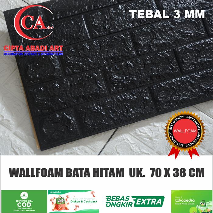 Gambar Wallpaper Stiker Dinding Wallsticker foam 3D Motif Bata Hitam putih - 70 X 38 CM- 3MM dari CIPTA ABADI ART undefined Tokopedia