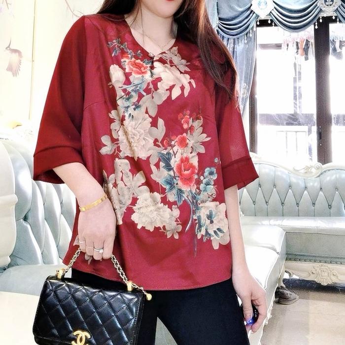 Gambar Blouse Cny Longevity Import Atasan Wanita Imlek Kekinian Baju Korea - Maroon dari Dewi Id undefined Tokopedia
