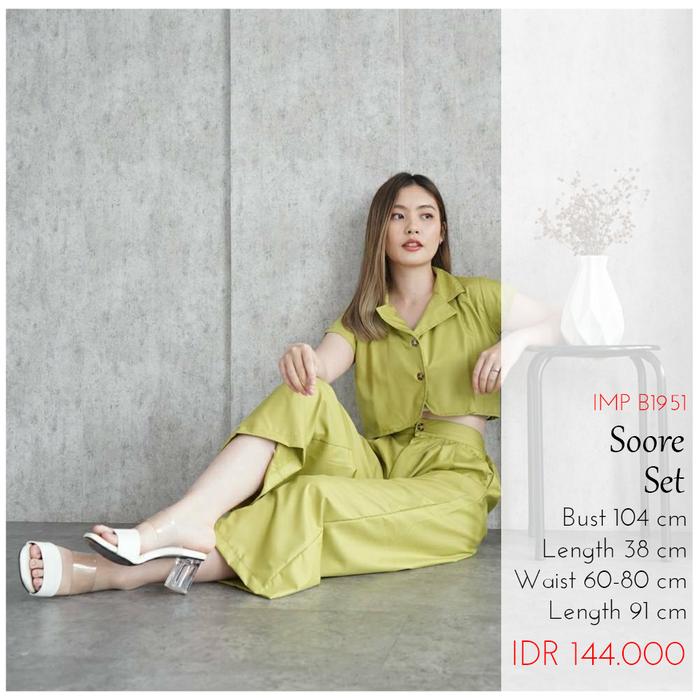Gambar Setelan Wanita Setelan Crop Polos Setelan Celana - Soore Button Set - Lime dari SWEETHEART COLLECTION undefined Tokopedia