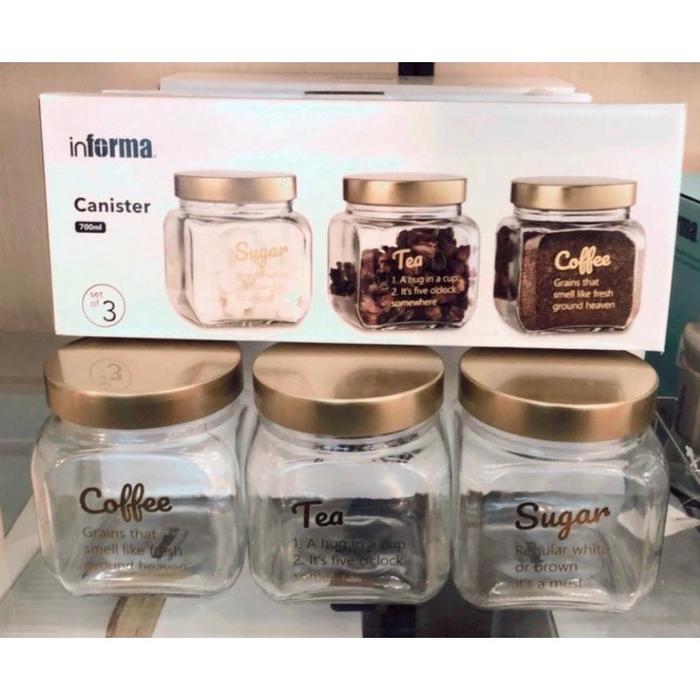 Gambar toples gula-tempat gula-tempat teh-tempat kopi - CLEAR GOLD dari garagemom88 undefined Tokopedia