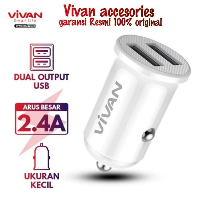Gambar Vivan VCC01 2,4A.Dual Port Small&Portable car charger with WHITE-BLACK - Putih dari Vivan.Accesories undefined Tokopedia