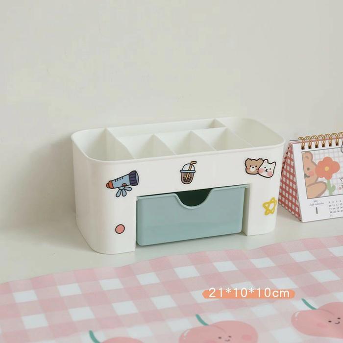 Gambar [Hunam] Rak Organizer Untuk Stationary Multifungsi Dengan Stiker Lucu - Biru+ Stiker B dari Hunam Store undefined Tokopedia