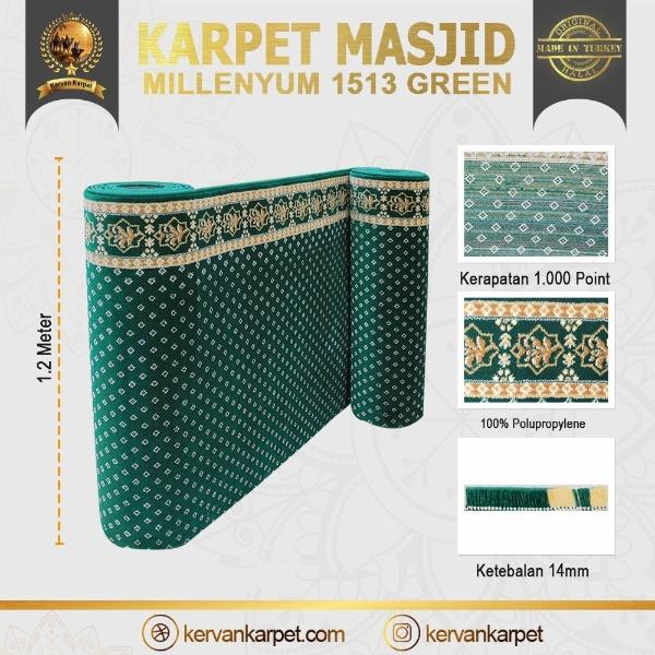 Gambar KARPET MASJID METERAN/SAJADAH ROLL PERMETER TURKI MILLENIUM HIJAU - 1513 HIJAU dari Kervan Carpet undefined Tokopedia