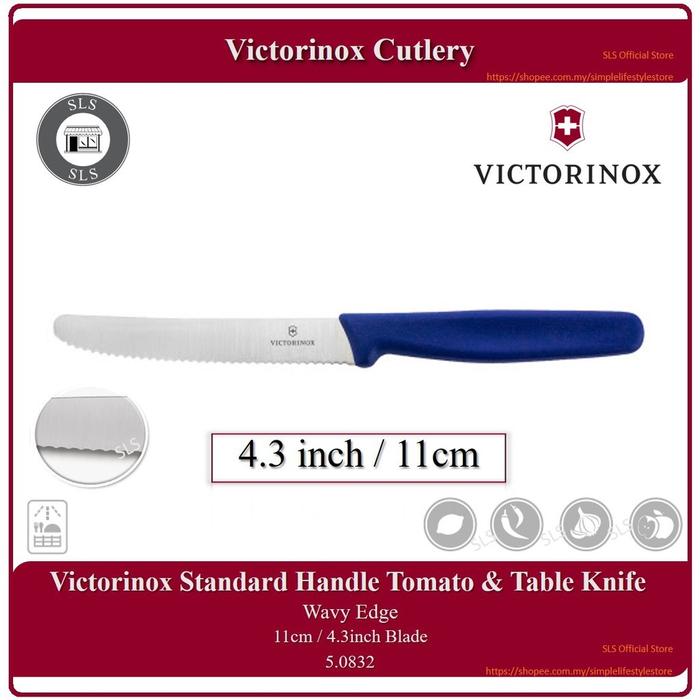 Gambar Pisau Bergerigi VICTORINOX 11CM Sayur Tomat Buah Wavy Original - Biru dari alatperkakas undefined Tokopedia