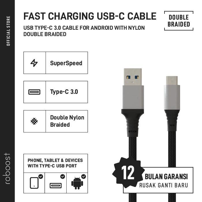 Gambar roboost Kabel Data Universal Super Quick Fast Charging USB Type C 3.0 dari roboost Indonesia undefined Tokopedia