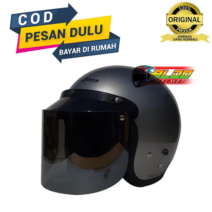 Gambar HELM CARGLOSS RETRO SILVER METALIC FLAT VISOR / TERLARIS / TERMURAH - M dari aldohelm2 undefined Tokopedia