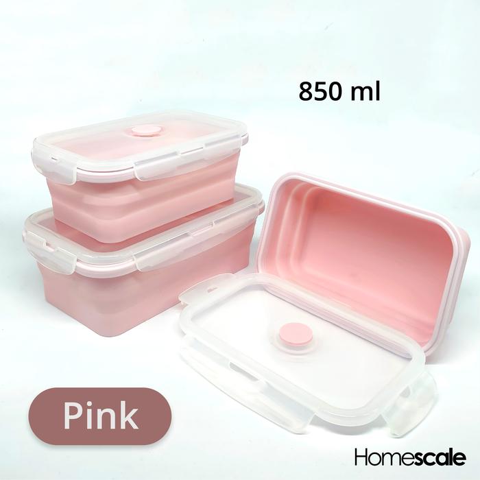Gambar Homescale Lunch Box / Kotak Makan Silikon Foldable Bekal Anti Pecah - 850ML PINK dari Homescaleid undefined Tokopedia