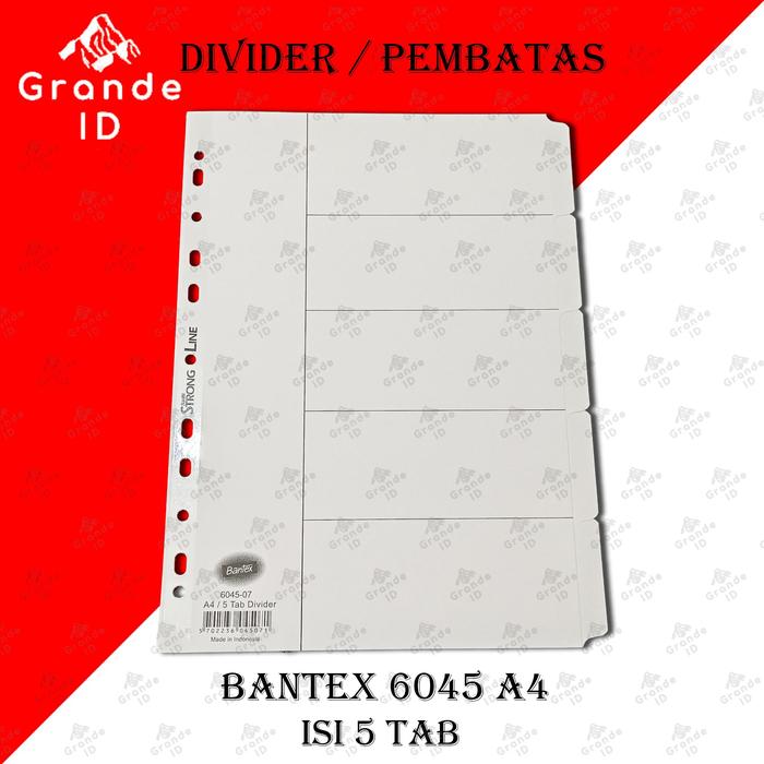 Gambar DIVIDER BANTEX 6045 A4 ISI 5 TAB INDEX PEMBATAS FILE - Putih dari Grande ID undefined Tokopedia