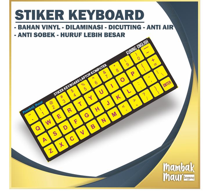 Gambar Stiker Keyboard Layout English Warna Black/Hitam Untuk Laptop Komputer - Kuning dari Mambak Maur undefined Tokopedia