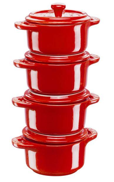 Gambar STAUB MINI Cocote Stoneware 10 CM Set 4 - Red Cherry dari DankeDear undefined Tokopedia
