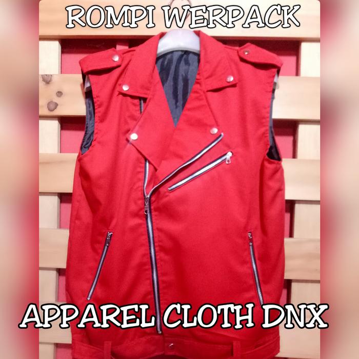 Gambar JAKET RAMONES, JAKET WERPACK, JAKET DOBEL KERAH, JAKET PUNK MURAH - Rompi Merah, XL dari APPAREL CLOTH DNX undefined Tokopedia