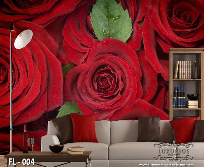 Gambar 3D Wallpaper Custom | Sticker Bunga mawar merah pink putih - FL - 004, Banner dari DWS Wallpaper undefined Tokopedia