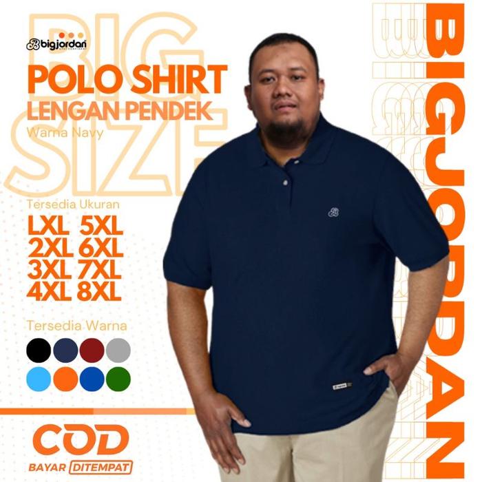 Gambar Kaos kerah polo pria big size 3XL 4XL 5XL 6XL 7XL 8XL shirt jumbo - Biru Navy, 6XL dari Monggoh Store undefined Tokopedia