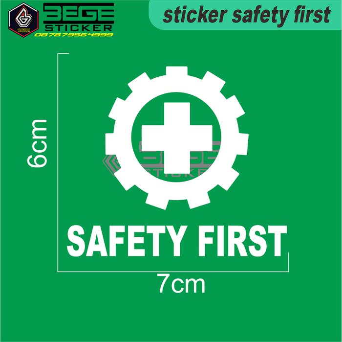 Gambar STICKER SAFETY FIRST HELMET PROYEK Size 7cm x6cm - Putih dari BEGE STICKERS undefined Tokopedia