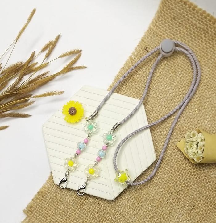 Gambar Strap Masker Anak Tali Gembul Boba Korea Elastis Bunga Matahari Manik - Abu-abu dari Sissy acc undefined Tokopedia