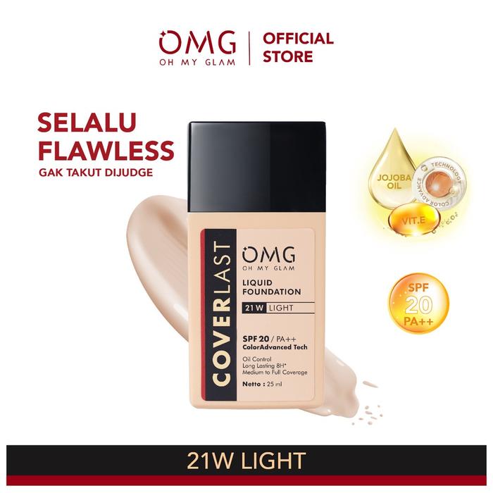 Gambar OMG Oh My Glam Coverlast Liquid Foundation - Alas Bedak - 21W Light dari Mega Beauty Fashindo undefined Tokopedia
