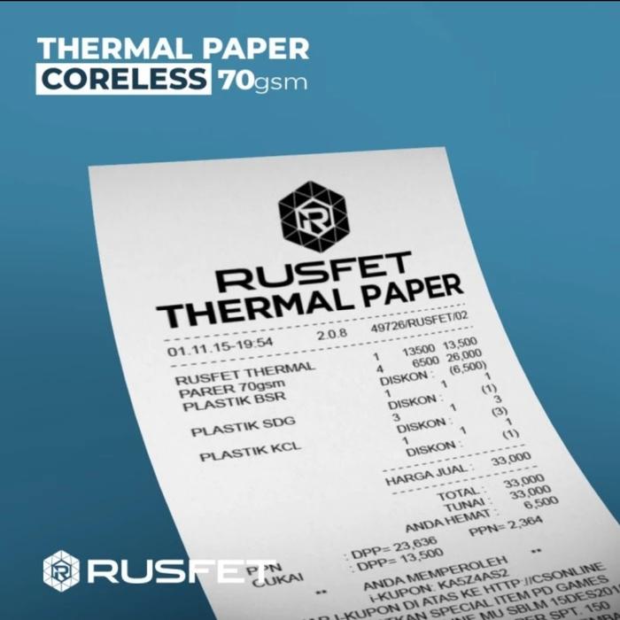 Gambar KERTAS THERMAL CORELESS STRUK KASIR KARCIS PAPER PRINTER EDC 57X40 - KERTAS THERMAL, CORELESS 57X30 dari Sipacking Store undefined Tokopedia