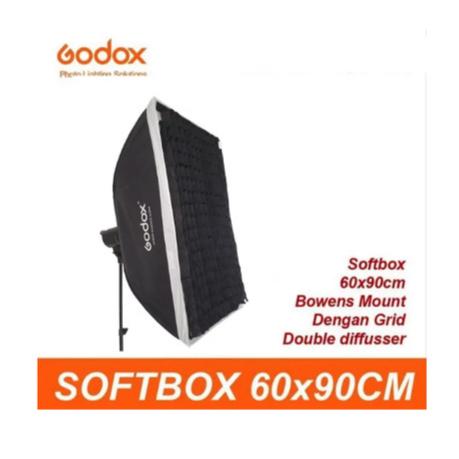 Softbox Godox 60x90 Cm Con Griglia, Per Illuminazione Fotografica E Video - Nero, Compatibile Con Flash E Luci Studio