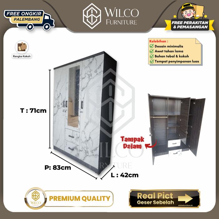 Gambar Lemari Pakaian Modern 3 Pintu Minimalis / Lemari Mewah Murah Palembang dari Wilco Furniture Palembang undefined Tokopedia