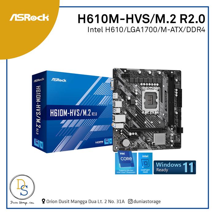 ASRock H610M-HVS/M.2 R2.0 – Carte Mère Micro ATX LGA1700 DDR4 PCIe4 M.2