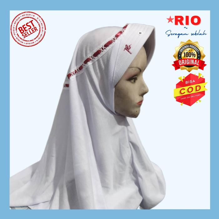 Gambar kerudung jilbab sekolah hijab instan bahan poleystar - Merah, M dari RIO SERAGAM SEKOLAH# undefined 2 Tokopedia