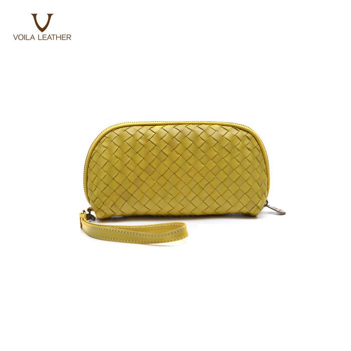 Gambar Clutch Anyam Kulit Asli Ethnic Voila Malikha - Yellow dari Voila Leather Kota Administrasi Jakarta Pusat Tokopedia