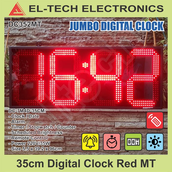 Gambar 35cm Jumbo Giant Jam Dinding Digital Clock LED Date Tanggal Alarm Wall - Pakai LED MT dari ELTECH online undefined Tokopedia