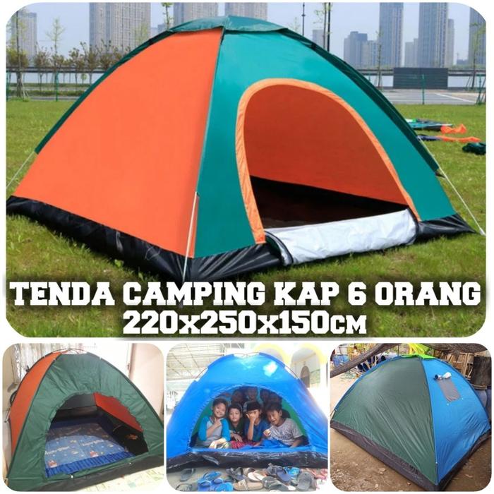 Gambar Tenda camping dome kapasitas 6-7 orang alas terpal ada jendela - Polister, Random dari Woles Outdoor Store undefined Tokopedia