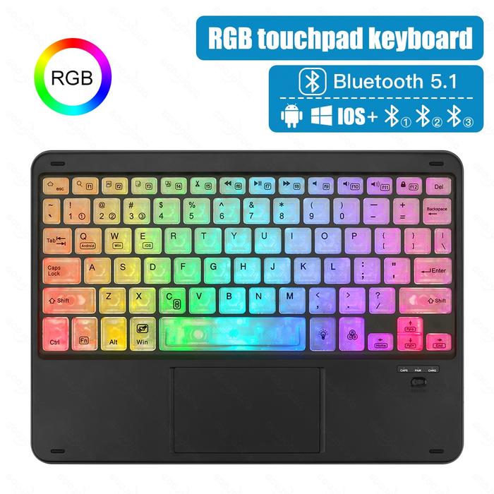 Gambar GOOJODOQ 10 Inch Backlight Wireless Bluetooth Keyboard Colorful - Backlit black dari GOOJODOQ LOCAL SHOP undefined Tokopedia