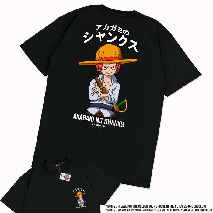 Gambar KARIMAKE Kaos Baju Anime ONE PIECE AKAGAMI NO SHANKS RED HAIR KIDS - V1 HITAM, S dari KRMK Karimake undefined Tokopedia