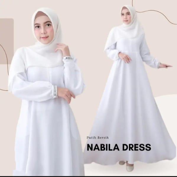 Gambar Others Gamis Polos Gamis Nabila Syar'i Remaja Dress Muslimah Wanita - Putih, M dari My_Rafa_Store undefined Tokopedia
