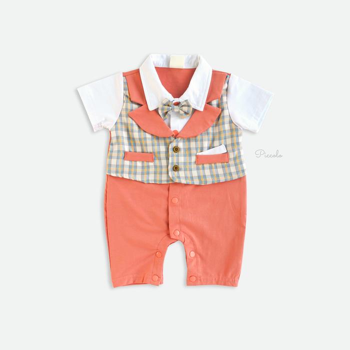 Gambar WESLEY Romper Tuxedo Jumper Baju Pesta Formal Anak Bayi Laki Laki - CORAL, SIZE 1 dari Piccolo Baby Wear undefined Tokopedia
