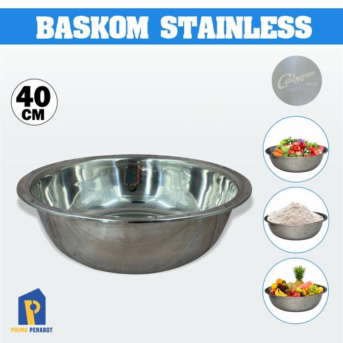 Gambar Calypso Baskom Stainless 40cm|Mangkok Adonan Mixing Bowl 40 cm dari Prima Perabot undefined Tokopedia