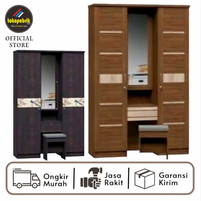 Gambar Lemari Pakaian 3 Pintu dan Meja Rias Minimalis Tegal Brebes Pemalang - Cokelat dari Tokopabrik_Tegal undefined Tokopedia