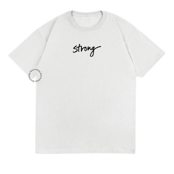 Gambar DINO CLOTHING - KAOS STRONG KATUN COMBED PREMIUM UNISEX WANITA PRIA OV - Putih, S dari This is Dino undefined Tokopedia