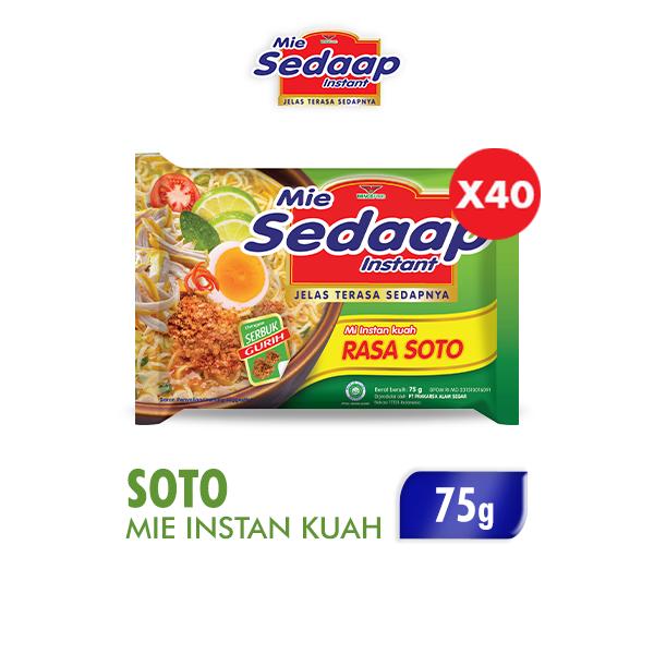 Gambar Sedaap Mie Instan Soto 75 gr 1 Dus isi 40 pcs dari Wings Indonesia undefined Tokopedia