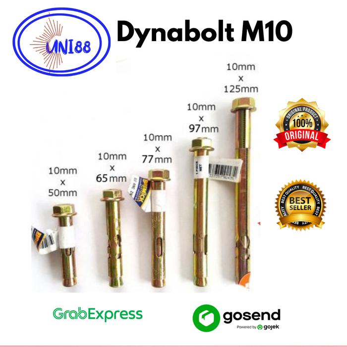 Gambar Dinabolt M10 / Baut Dynabolt 10 cm / Baut Bracket TV / Skrup / Baud - 10mm x 50mm dari uni88shop undefined Tokopedia