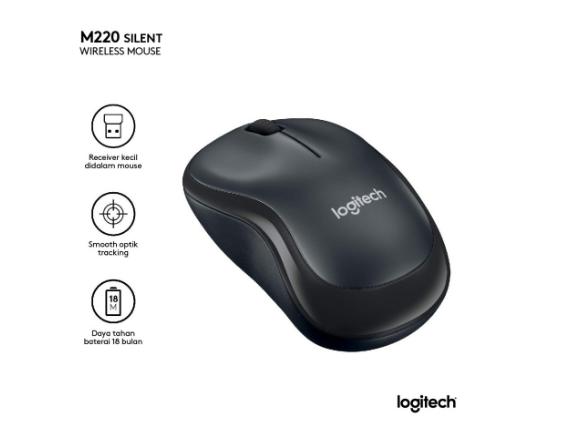 Gambar M220 Mouse  Logitech M220 ( Silent Mouse )Mouse wireless Original - Hitam dari TokoPNC undefined Tokopedia