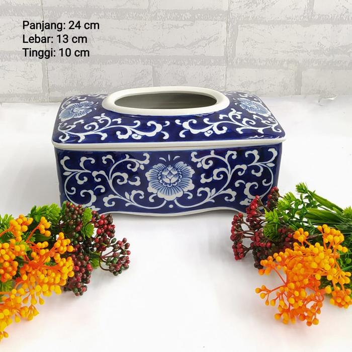Gambar Kotak Tissue Keramik Guccinta - Biru dari mewinshop undefined Tokopedia