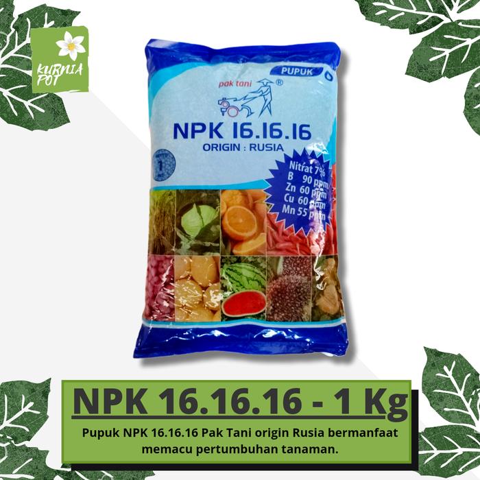 Gambar Pupuk NPK PAK TANI mutiara 16-16-16 kemasan 1 Kg penyubur tanaman - NPK Pak Tani dari Kurnia Pot undefined Tokopedia