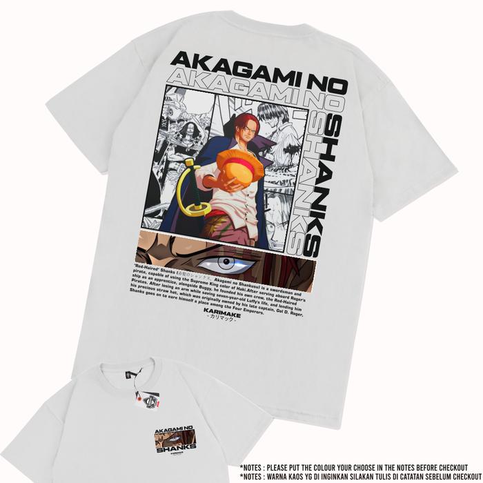 Kaos Baju Anime One Piece Akagami Shanks Logo Kaos Anime Karimake V1  PUTIH, S