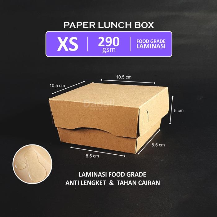 Gambar Lunch Box Paper XS Kotak Makan Kraft Coklat Laminasi tebal 290gsm dari Dadali Kreatif undefined Tokopedia